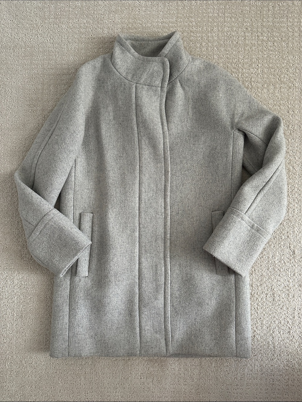 J. Crew Light Gray Wool Coat with Stand Collar